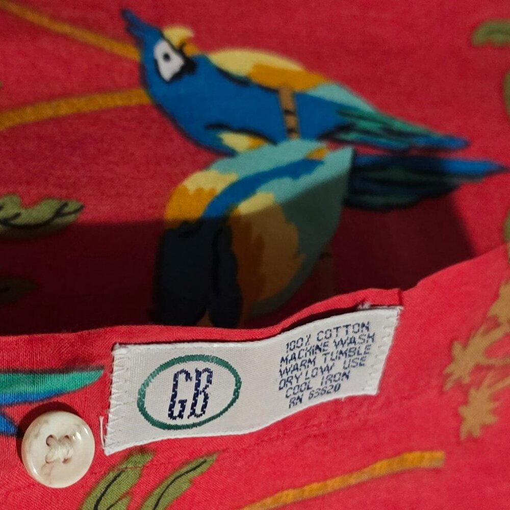 Gitman Bros. Ss Button Front Shirt - Coral Parrot… - image 3